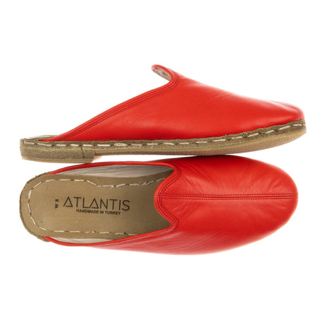 Women's Red Leather Slippers