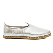 Men's Leather Silver Slip On Shoes