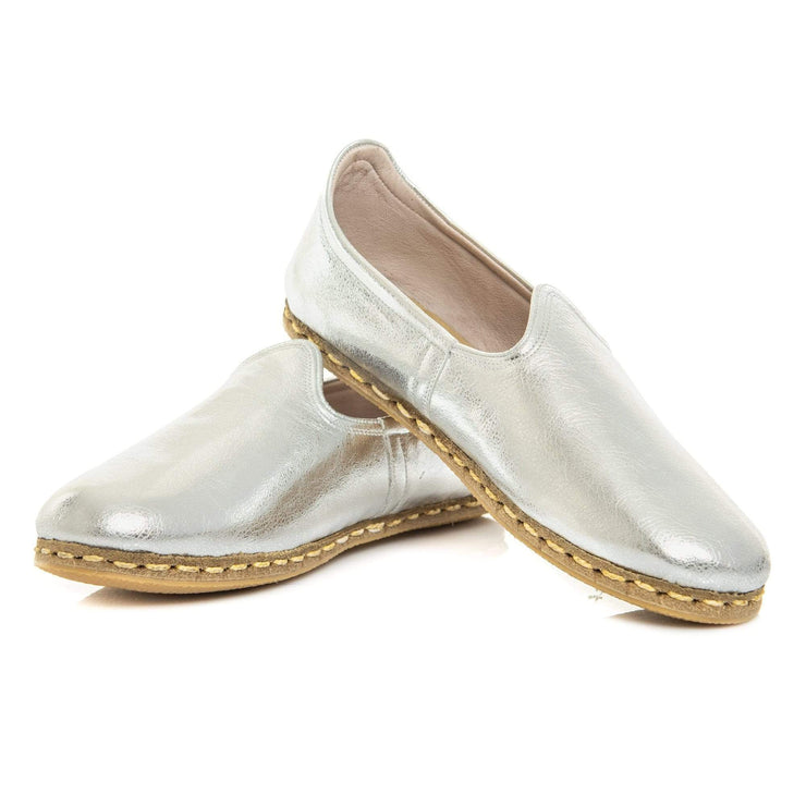 Silver - Turkish Slip-On Shoes for Women & Men : Atlantis Handmade Shoes