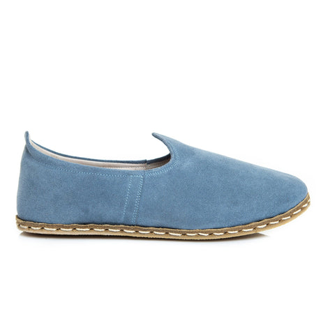Men's Leather Light Blue Slip On Shoes