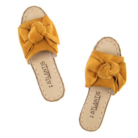 Women's Yellow Bows Leather Sandals