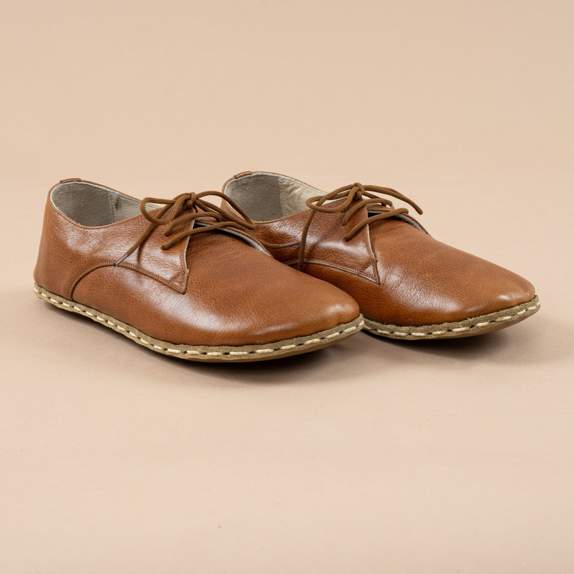 Women's Brown Oxford Shoes - Turkish Minimalist Shoes for Women