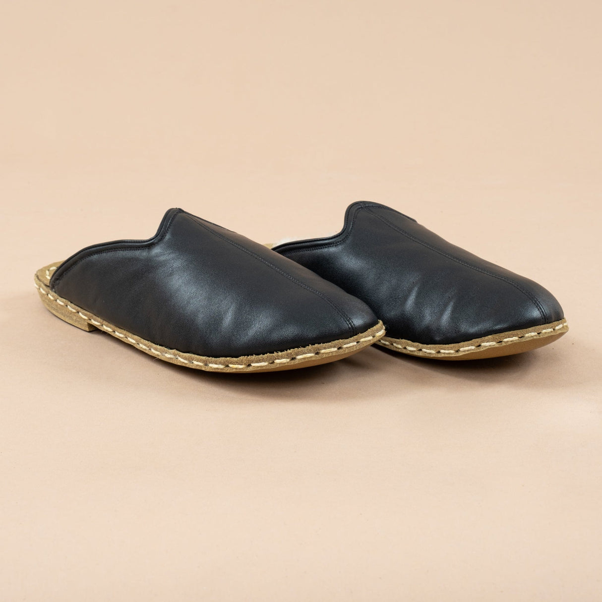 Erkek Siyah Barefoot Kürklü Terlik
