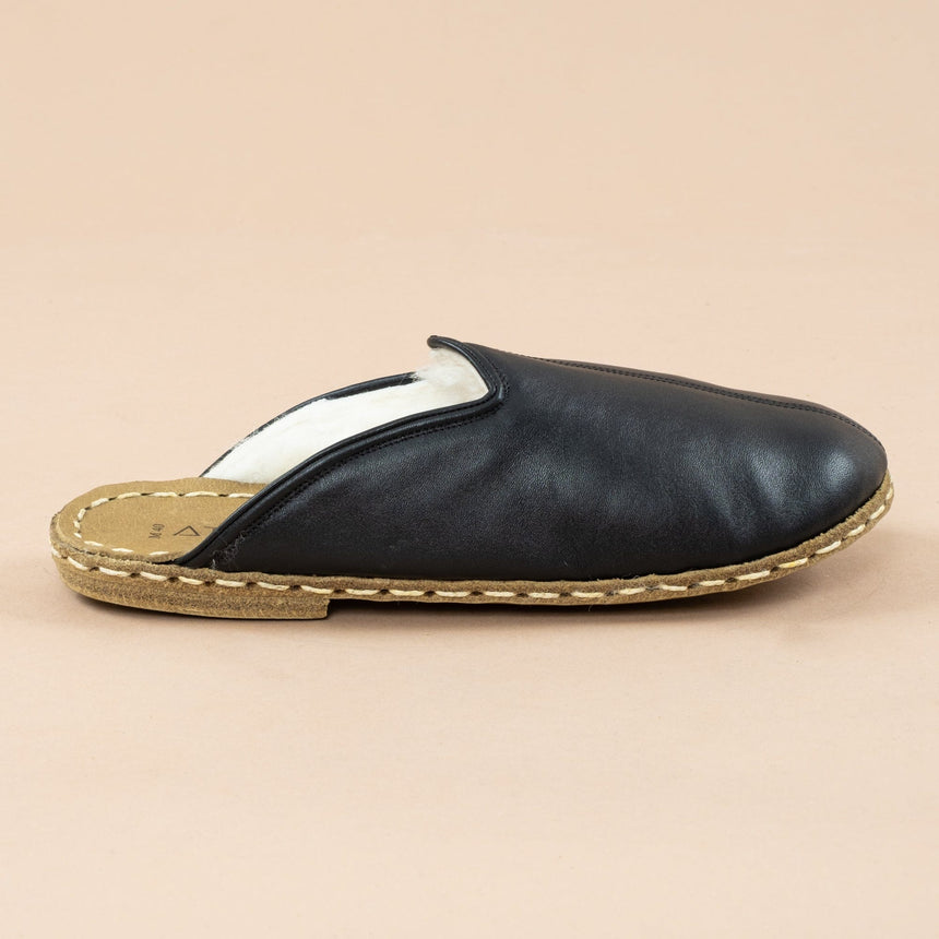 Erkek Siyah Barefoot Kürklü Terlik