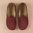 Women's Burgundy Leather Barefoots Shoes