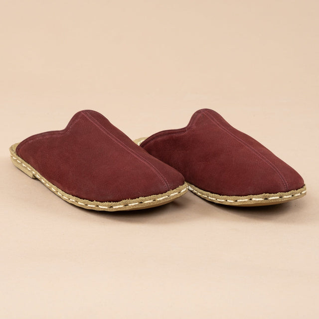 Erkek Bordo Barefoot Kürklü Terlik