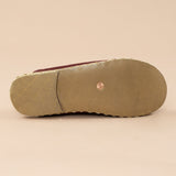 Erkek Bordo Barefoot Kürklü Terlik