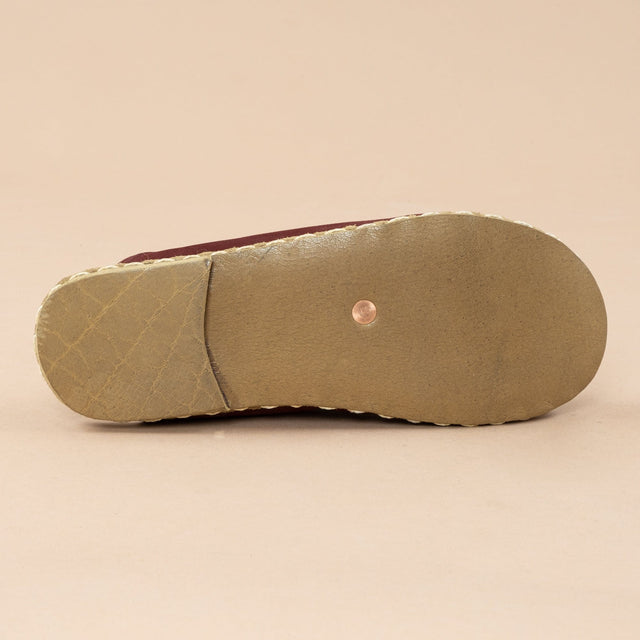 Erkek Bordo Barefoot Kürklü Terlik