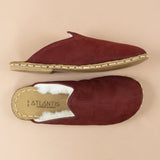 Women's Burgundy Nubuck Leather Barefoot Shearlings