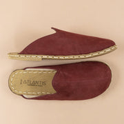 Women's Burgundy Leather Barefoot Slippers