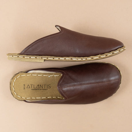 Men's Leather Cafe Noir Barefoot Slippers