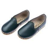 Kids Dark Green Leather Shoes