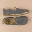 Women's Gray Leather Barefoots Shoes