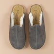 Women's Gray Leather Barefoot Shearlings Slippers