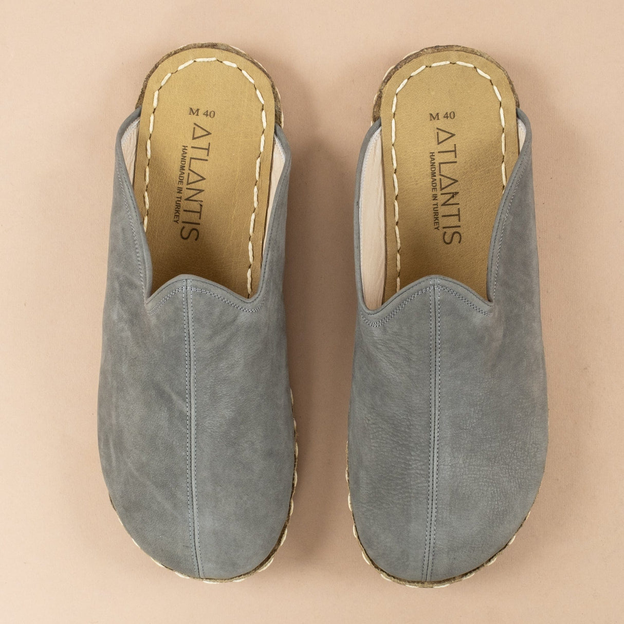 Men's Leather Gray Barefoot Slippers