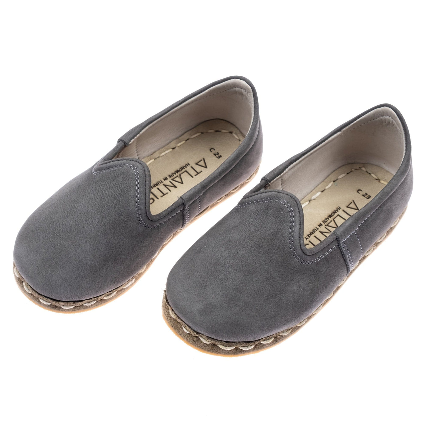 Kids Gray Leather Shoes