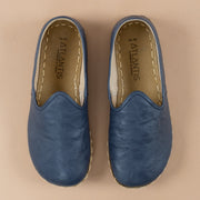 Women's Navy Leather Barefoots Shoes