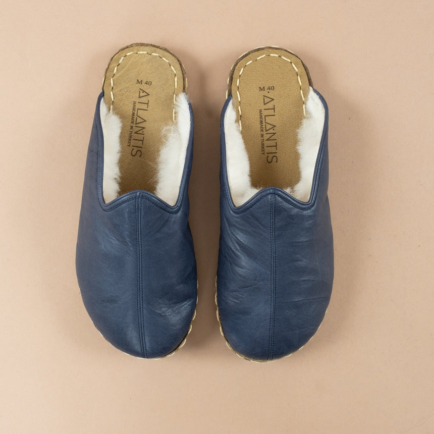 Marineblaue Barefoot Shearlings für Herren
