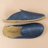 Women's Navy Leather Barefoot Slippers