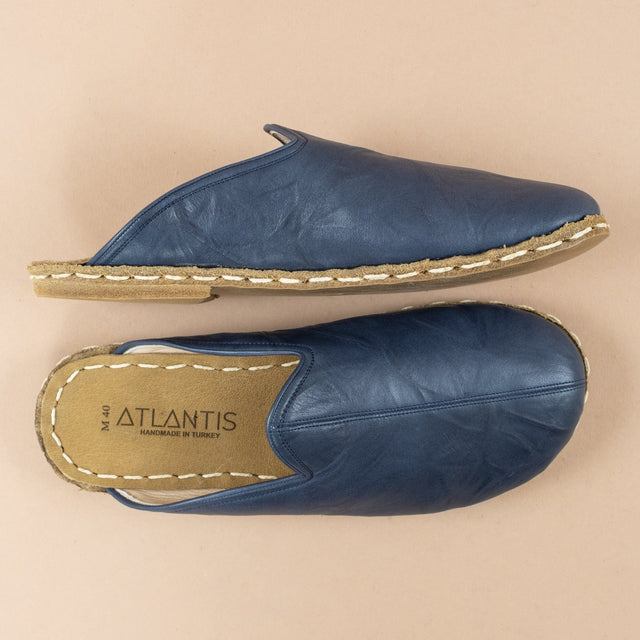 Men's Leather Navy Barefoot Slippers