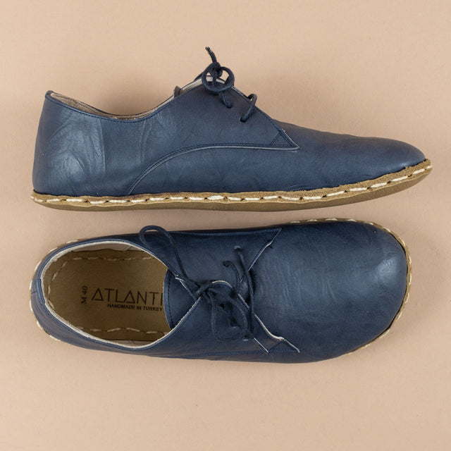 Women's Navy Leather Oxfords