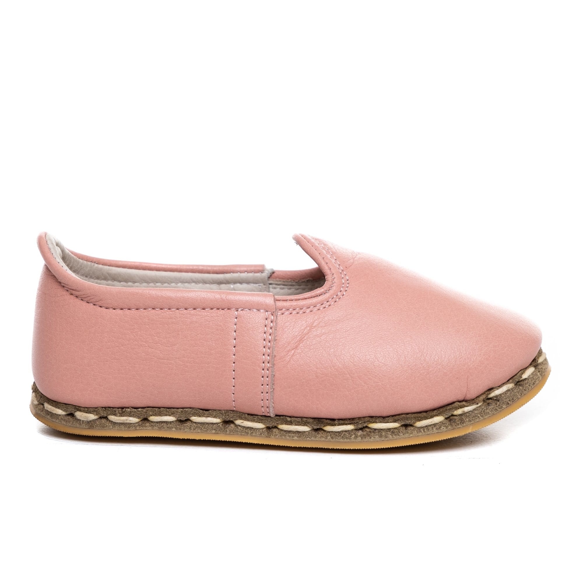 Kid s Powder Pink Turkish Slip Ons for Kids Atlantis Handmade Shoes Atlantis Handmade Shoes