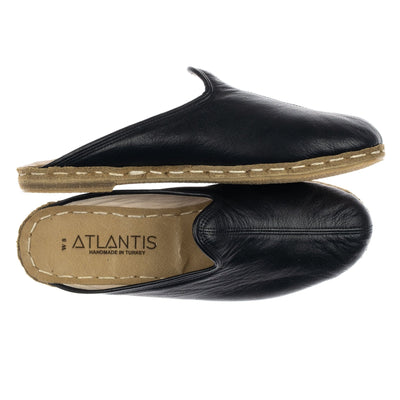 Leather Black Slippers