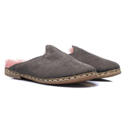 Men's Gray Pink Shearling Slippers