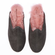Men's Leather Gray Pink Shearling Slippers