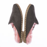 Men's Gray Pink Shearling Slippers