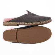 Men's Gray Pink Shearling Slippers