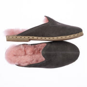 Men's Gray Pink Shearling Slippers