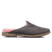 Women's Gray Pink Shearling Slippers