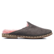 Men's Gray Pink Shearling Slippers