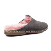 Women's Gray Pink Shearling Slippers