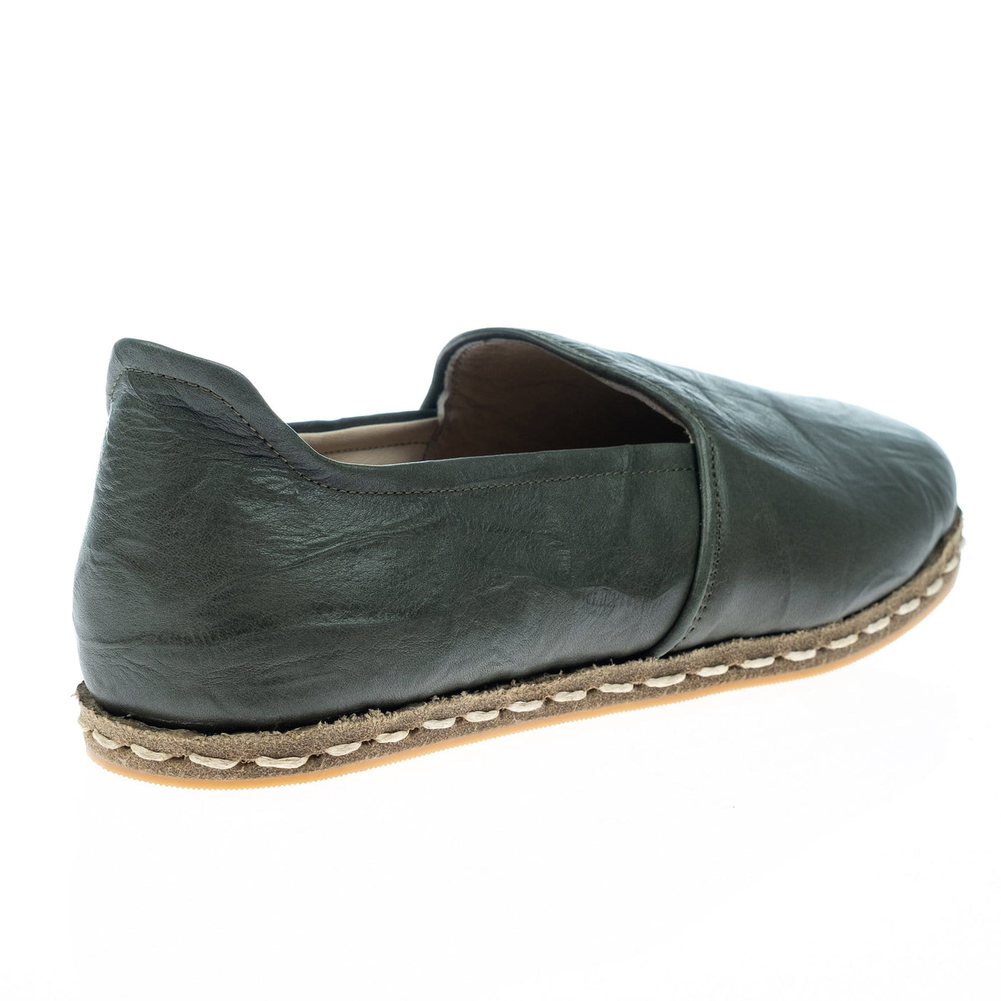 Men's Wrinkled Green Slip On Shoes