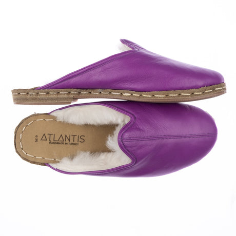 Women's Purple Leathers Shearling Slippers