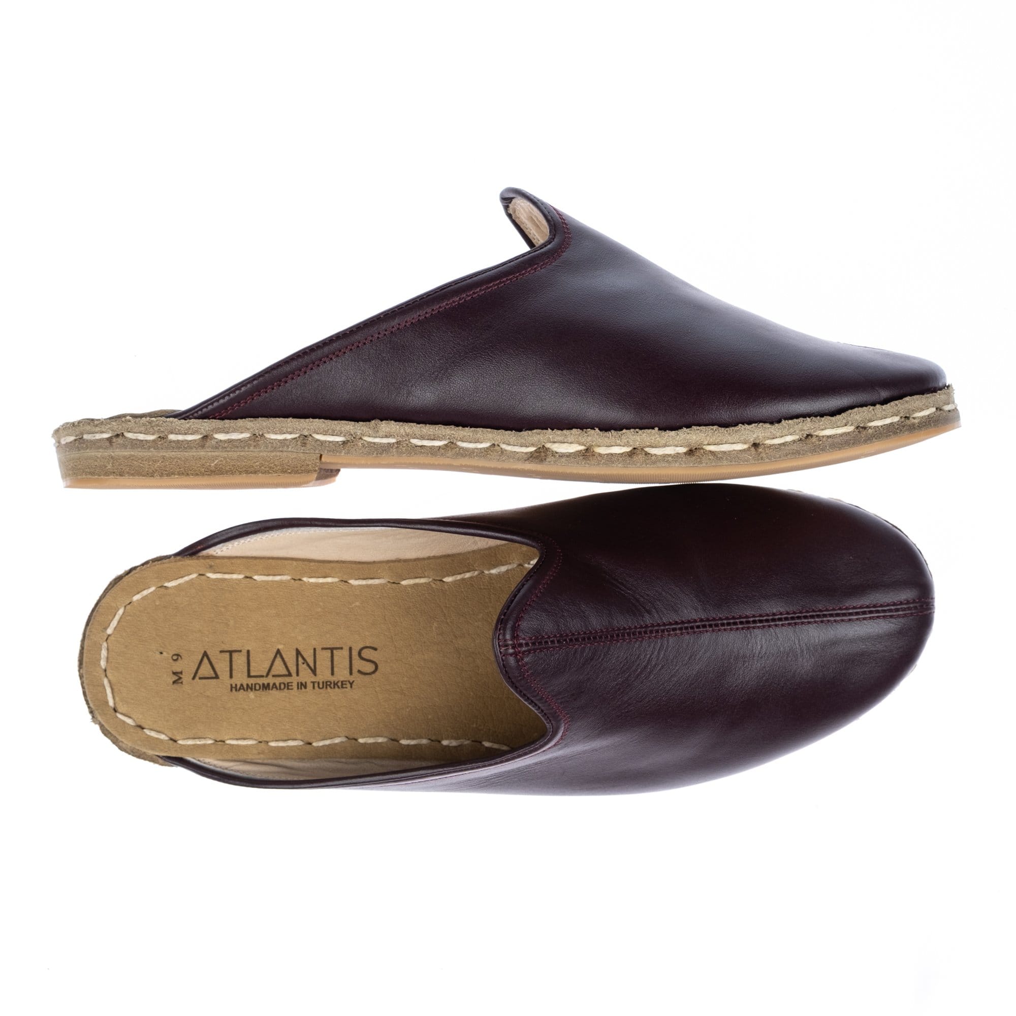 Women's Maroon Leather Slippers