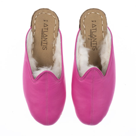 Men's Leather Fuchsia Slippers