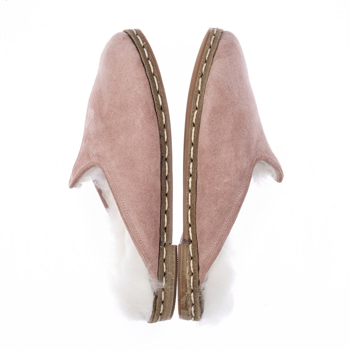 Men's Pink Suede Shearling Slippers