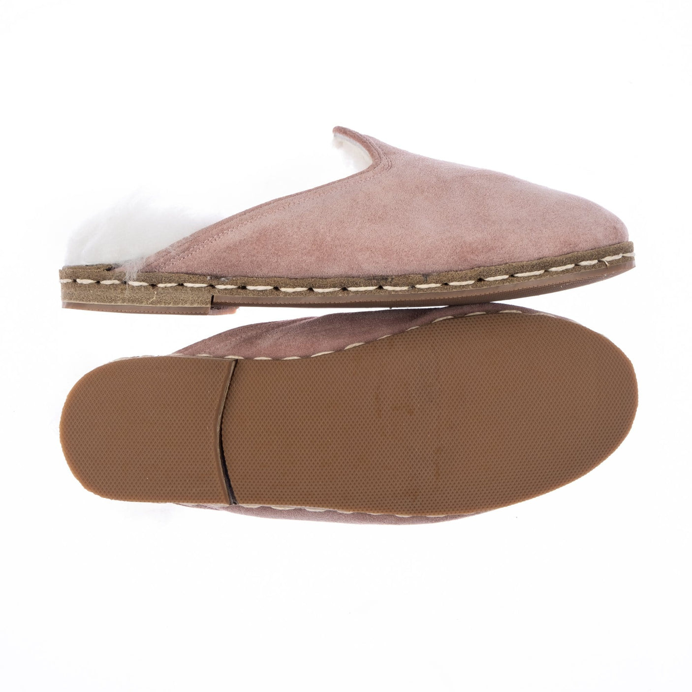 Men's Pink Suede Shearling Slippers