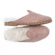 Men's Leather Pink Suede Shearling Slippers