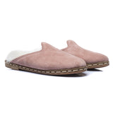 Erkek Pembe Süet Kürklü Terlik