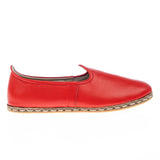 Women's Red Leather Slip On Shoes