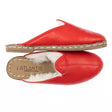 Women's Red Leather Shearling Slippers