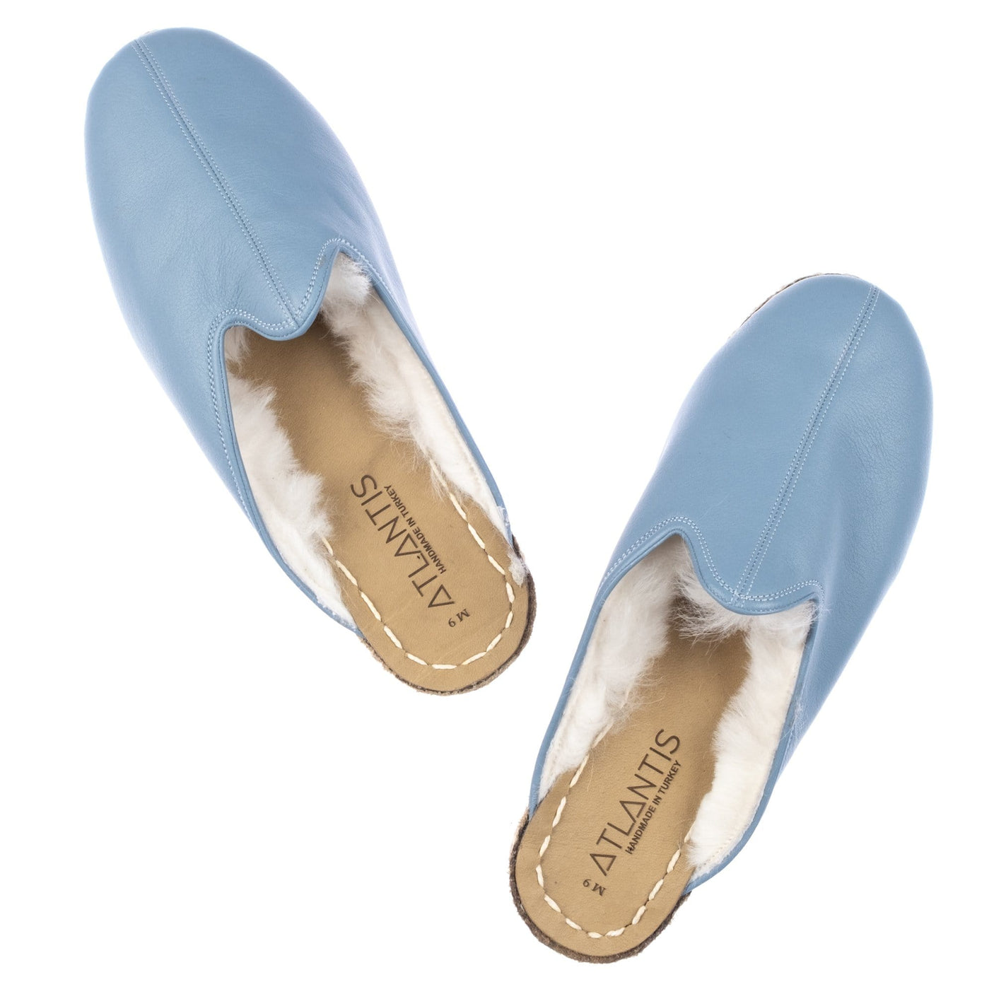 Men's Ice Blue Shearling Slippers