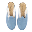 Women's Ice Blue Leather Shearlings Slippers