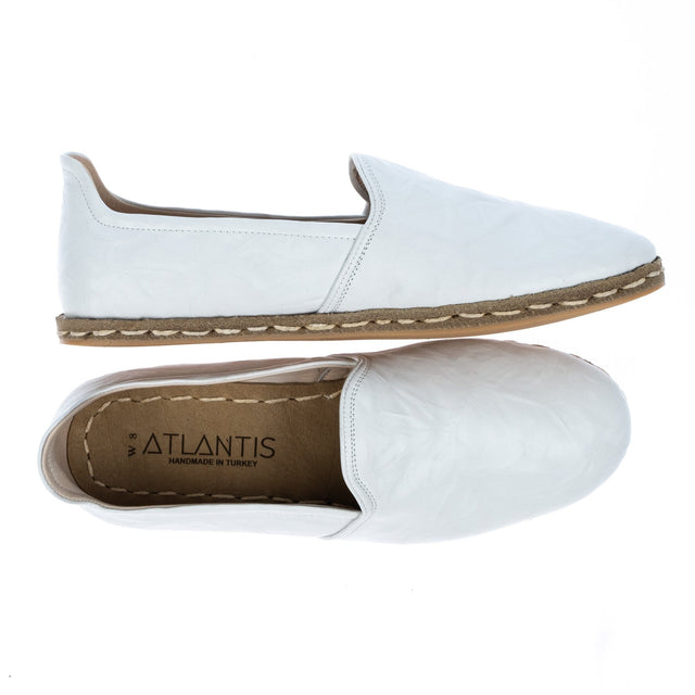 Men's Leather Wrinkled White Slip On Shoes