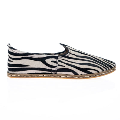 Women's Zebra Leather Slip On Shoes