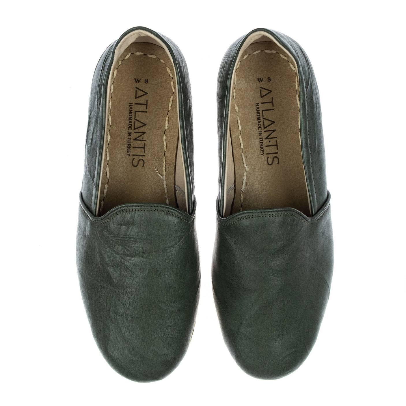 Men's Wrinkled Green Slip On Shoes